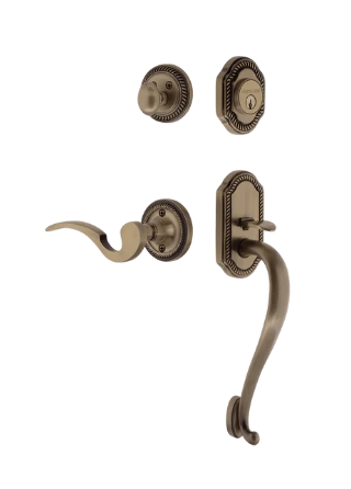 Nostalgic Warehouse ROPMAN_S Grip Rope Plate S Grip Entry Set w/ Manor Lever