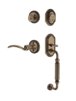 Nostalgic Warehouse ROPSWN_F Grip Rope Plate F Grip Entry Set w/ Swan Lever