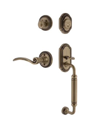 Nostalgic Warehouse ROPSWN_C Grip Rope Plate C Grip Entry Set w/ Swan Lever