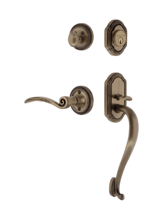 Nostalgic Warehouse ROPSWN_S Grip Rope Plate S Grip Entry Set w/ Swan Lever