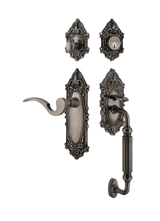 Nostalgic Warehouse VICMAN_F Grip Victorian Plate F Grip Entry Set w/ Manor Lever