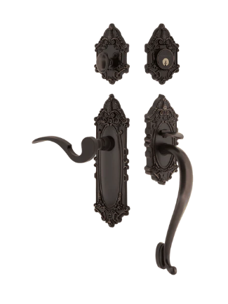 Nostalgic Warehouse VICMAN_S Grip Victorian Plate S Grip Entry Set w/ Manor Lever