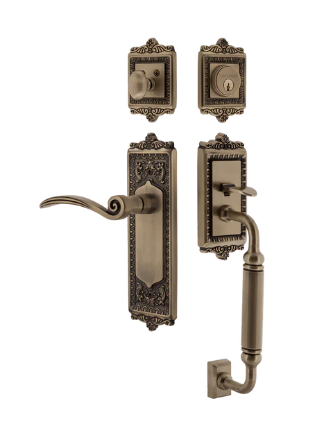 Nostalgic Warehouse EADSWN_C Grip Egg & Dart Plate C Grip Entry Set w/ Swan Lever