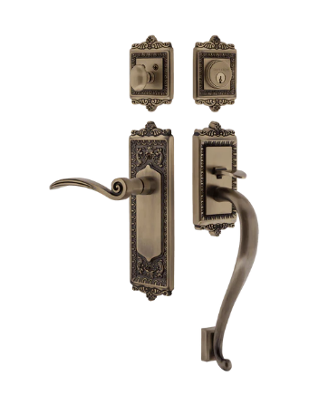 Nostalgic Warehouse EADSWN_S Grip Egg & Dart Plate S Grip Entry Set w/ Swan Lever