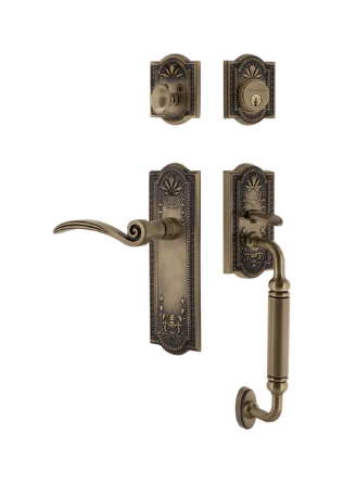 Nostalgic Warehouse MEASWN_C Grip Meadows Plate C Grip Entry Set w/ Swan Lever