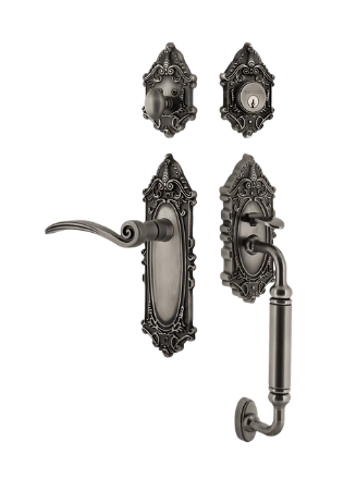 Nostalgic Warehouse VICSWN_C Grip Victorian Plate C Grip Entry Set w/ Swan Lever