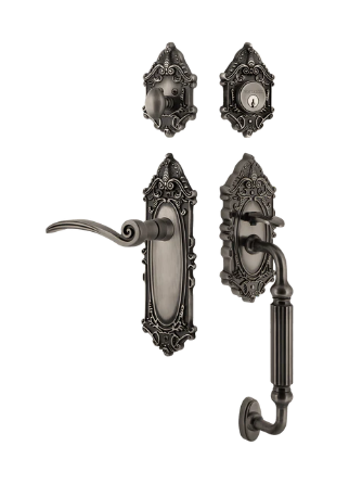 Nostalgic Warehouse VICSWN_F Grip Victorian Plate F Grip Entry Set w/ Swan Lever