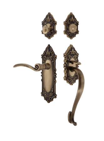 Nostalgic Warehouse VICSWN_S Grip Victorian Plate S Grip Entry Set w/ Swan Lever