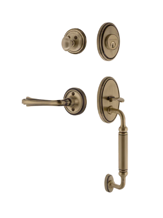 Nostalgic Warehouse CLAFLR_C Grip Classic Plate C Grip Entry Set w/ Fleur Lever