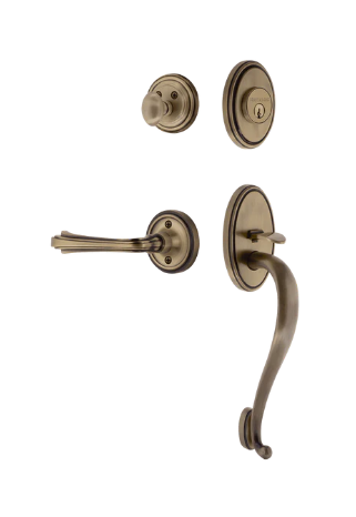 Nostalgic Warehouse CLAFLR_S Grip Classic Plate S Grip Entry Set w/ Fleur Lever