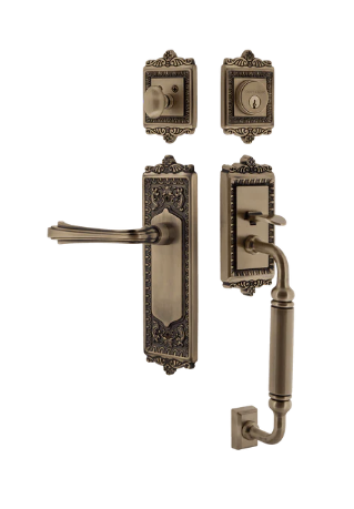 Nostalgic Warehouse EADFLR_C Grip Egg & Dart Plate C Grip Entry Set w/ Fleur Lever