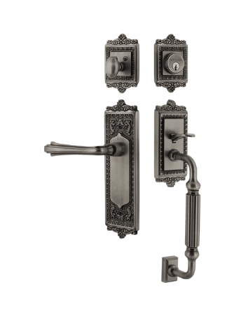 Nostalgic Warehouse EADFLR_F Grip Egg & Dart Plate F Grip Entry Set w/ Fleur Lever