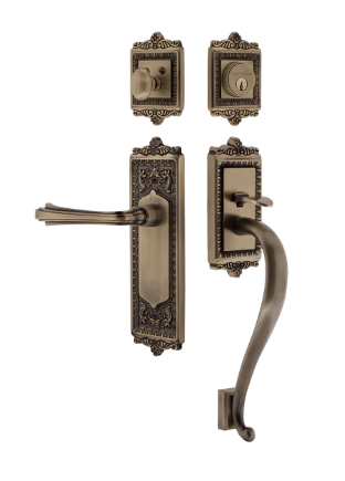 Nostalgic Warehouse EADFLR_S Grip_70 Egg & Dart Plate S Grip Entry Set w/ Fleur Lever