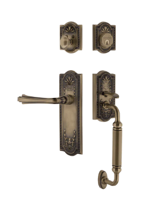 Nostalgic Warehouse MEAFLR_C Grip Meadows Plate C Grip Entry Set w/ Fleur Lever