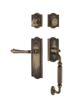 Nostalgic Warehouse MEAFLR_F Grip Meadows Plate F Grip Entry Set w/ Fleur Lever