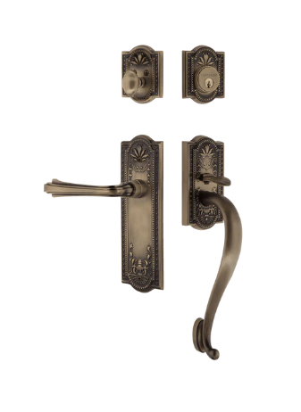 Nostalgic Warehouse MEAFLR_S Grip Meadows Plate S Grip Entry Set W/ Fleur Lever