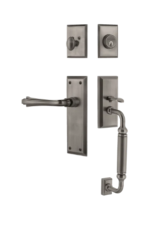 Nostalgic Warehouse NYKFLR_C Grip New York Plate C Grip Entry Set w/ Fleur Lever