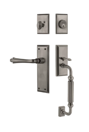 Nostalgic Warehouse NYKFLR_F Grip New York Plate F Grip Entry Set w/ Fleur Lever