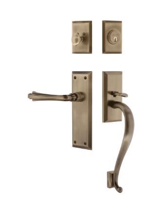 Nostalgic Warehouse NYKFLR_S Grip New York Plate S Grip Entry Set w/ Fleur Lever