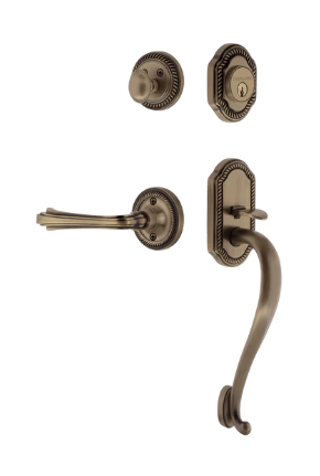 Nostalgic Warehouse ROPFLR_S Grip Rope Plate S Grip Entry Set w/ Fleur Lever