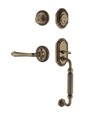 Nostalgic Warehouse ROPFLR_F Grip Rope Plate F Grip Entry Set w/ Fleur Lever