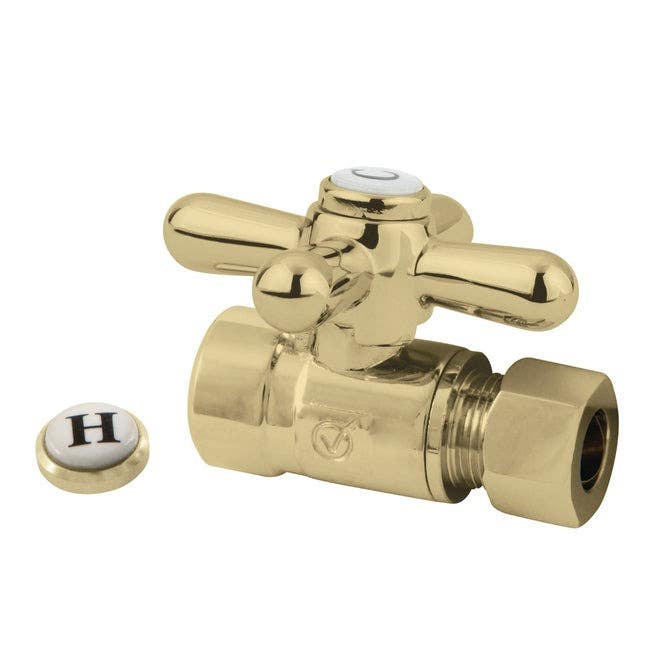 Kingston Brass CC4325 Vintage Straight Stop Valve w/ 1/2" Sweat x 3/8" OD Compression w/ cross handles