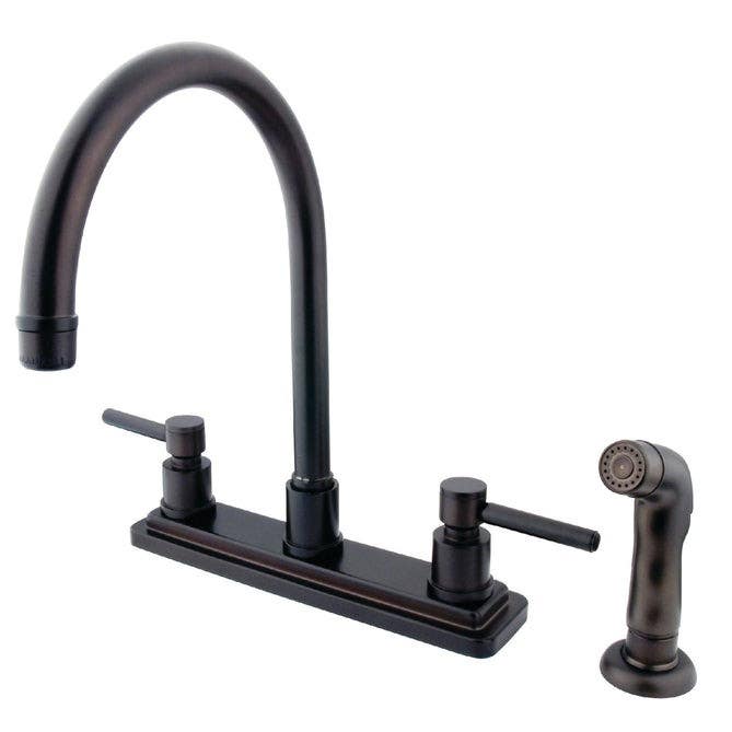 Kingston Brass KS879 Concord Two Handle Kitchen Faucet w/ Matching Finish Plastic Sprayer