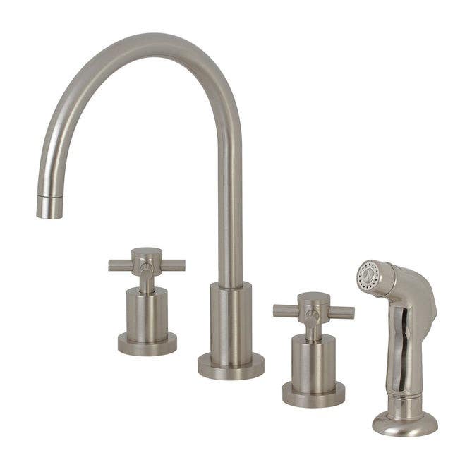 Kingston Brass KS872 Concord Double Handle Widespread Kitchen Faucet w/ Non-Metallic Sprayer