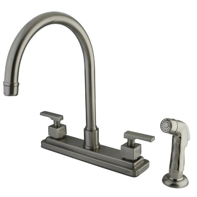 Kingston Brass KS879 Executive 8" Centerset Two-Handle Kitchen Faucet w/ Chrome Side Sprayer, Polished Chrome