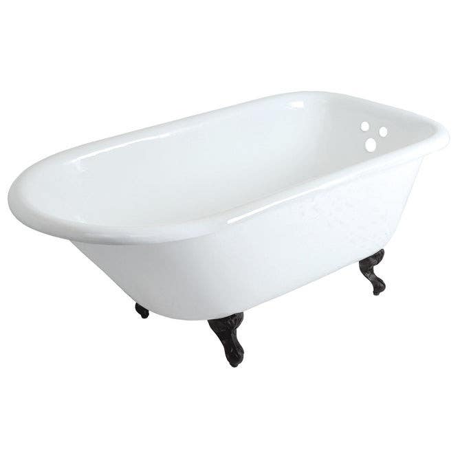 Kingston Brass VCT3D663019NT Aqua Eden 66" Cast Iron Roll Top Clawfoot Tub w/ 3-3/8" Tub Wall Drillings