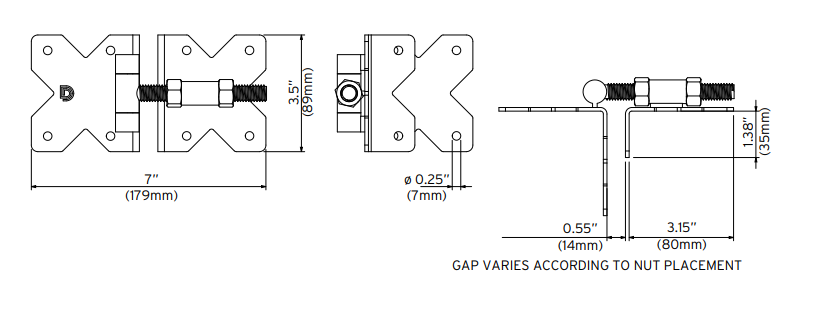 D&D DDSHSN StainlessSteel V-Notch (S-N) No Spring, Plain Pivoting, Regular Hinge, Finish-Black (Pair)