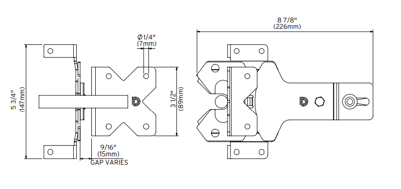 D&D DDSLM StainlessSteel Maxima Post Latch, Finish-Black