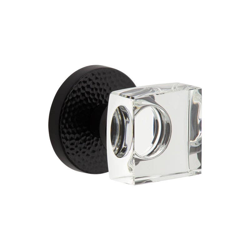 Viaggio CLOMHMQDC Circolo Hammered Rosette with Quadrato Crystal Knob