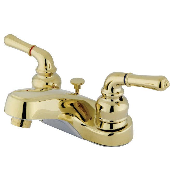 Kingston Brass KB25 Magellan Two Handle 4" Centerset Lavatory Faucet w/ Brass Pop-up & B lever handles