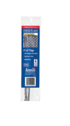 Annin Flagmakers 041109R U.S. Handheld Flag, 4 x 6-in., 4-Ct.