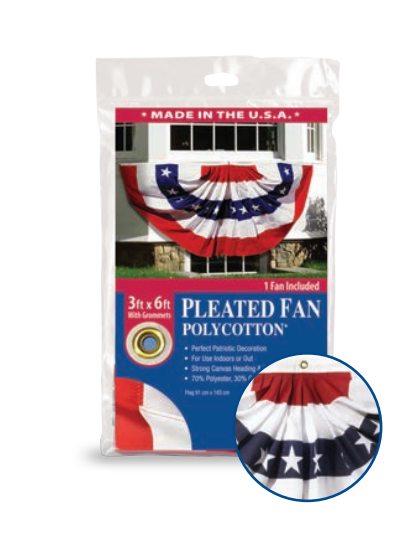 Annin Flagmakers 483200R U.S. Fan Flag Bunting, Pleated Polycotton, 3 x 6-ft.