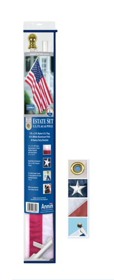 Annin Flagmakers 23803 Estate Flag Set w/ Spinning Pole, 3 x 5-ft., 2-Pc.