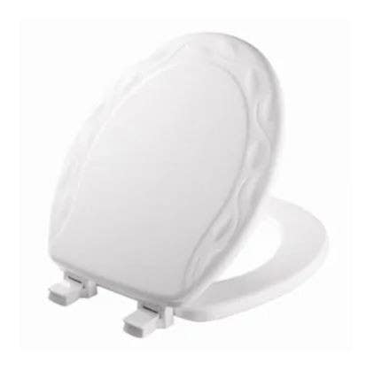 BEMIS 34EC 000 Round Molded Wood Toilet Seat, Easy-Clean & Change  Hinge, STA-TITE , Ivy Design, White