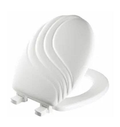 BEMIS 27EC 000 Round Molded Wood Toilet Seat with Easy-Clean & Change  Hinge, Swirl Design