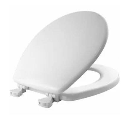 BEMIS 44ECA 000 Round Molded Wood Toilet Seat, Easy-Clean & Change  Hinge, White
