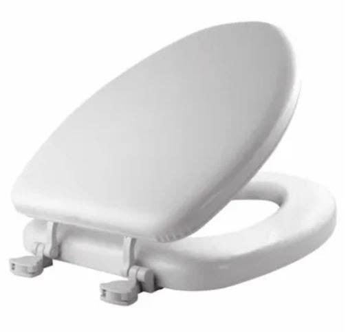 BEMIS 115EC 000 Cushioned Toilet Seat, Elongated, Easy-Clean & Change Hinge, STA-TITE Fasteners, White