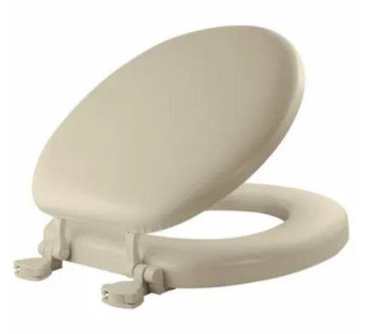 BEMIS 15EC 000 Cushioned Toilet Seat, Round, Easy-Clean & Change Hinge, STA-TITE Fasteners, White