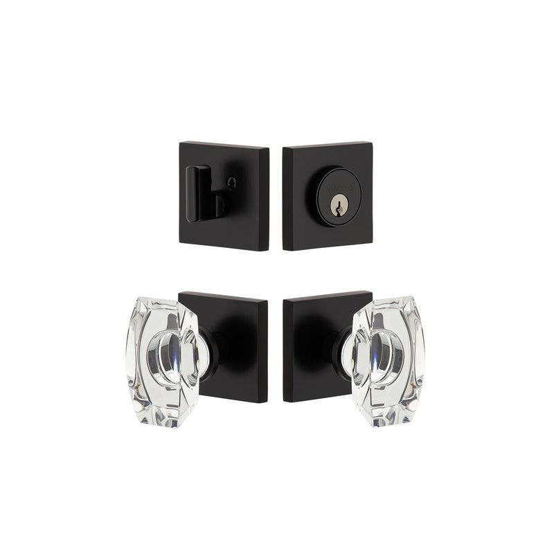 Viaggio QADSTA Quadrato Rosette Entry Set with Stella Crystal Knob and Matching Deadbolt