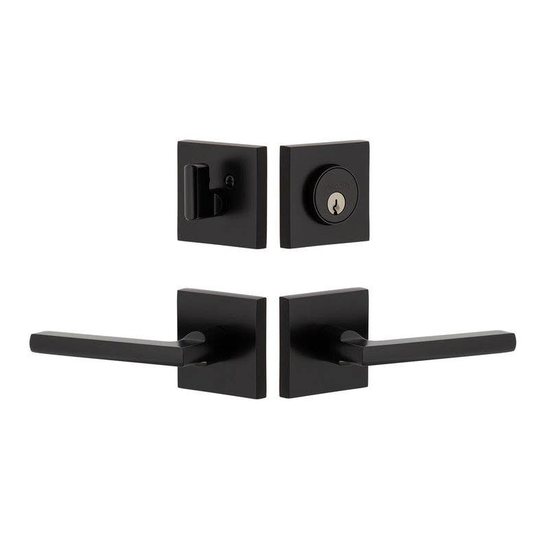 Viaggio QADMIL Quadrato Rosette Entry Set with Milano Lever and Matching Deadbolt