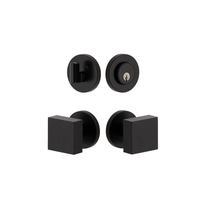 Viaggio CLOQAD Circolo Rosette Entry Set with Quadrato Brass Knob and Matching Deadbolt