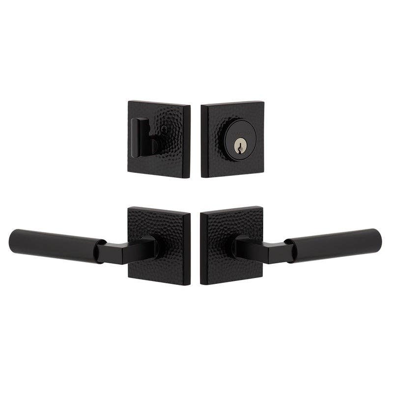 Viaggio QADMHMCON-STH Quadrato Hammered Rosette Entry Set with Contempo Smooth Lever and Matching Deadbolt