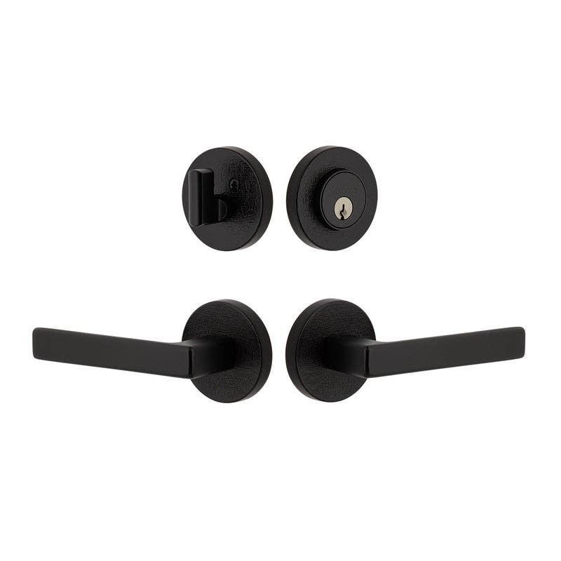 Viaggio CLOMLNLUS Circolo Linen Rosette Entry Set with Lusso Lever and Matching Deadbolt