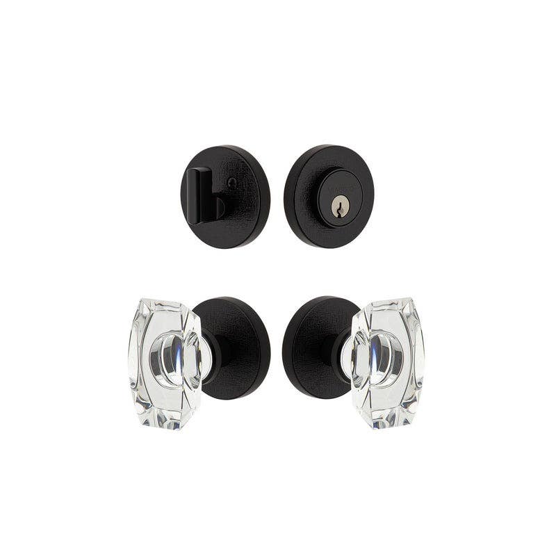 Viaggio CLOMLNSTA Circolo Linen Rosette Entry Set with Stella Crystal Knob and Matching Deadbolt