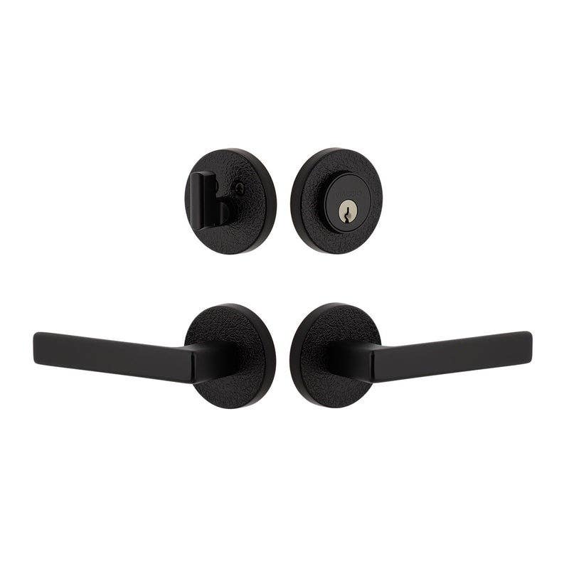 Viaggio CLOMLTLUS Circolo Leather Rosette Entry Set with Lusso Lever and Matching Deadbolt