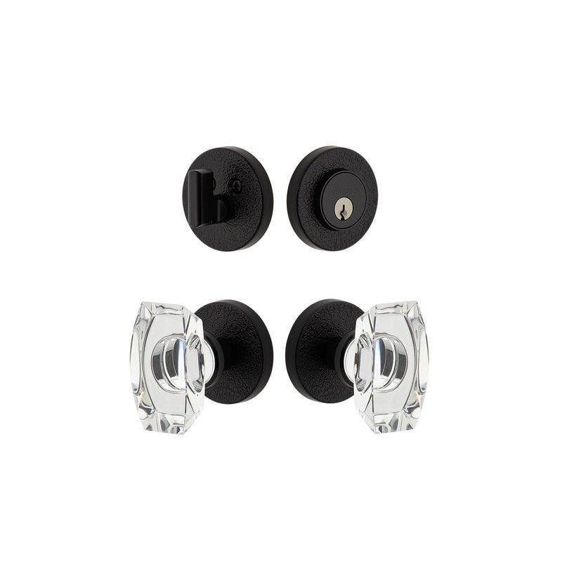 Viaggio CLOMLTSTA Circolo Leather Rosette Entry Set with Stella Crystal Knob and Matching Deadbolt